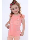 T-shirt with lace sleeves, peach NDZ8147 - Online store - Boutique